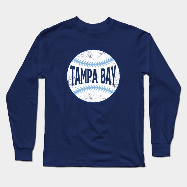 Tampa Bay Retro Baseball - Navy Long Sleeve T-Shirt by KFig21